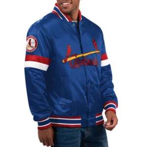 St louis cardinals home game satin varsity jacket blue 1