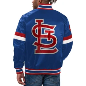 St louis cardinals home game satin varsity jacket blue