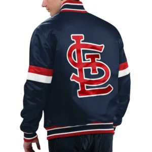St louis cardinals home game satin varsity jacket navy