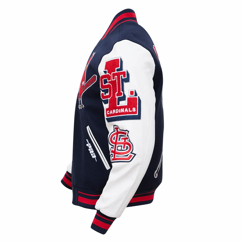 St louis cardinals mashup full snap satin varsity jacket navywhite 3