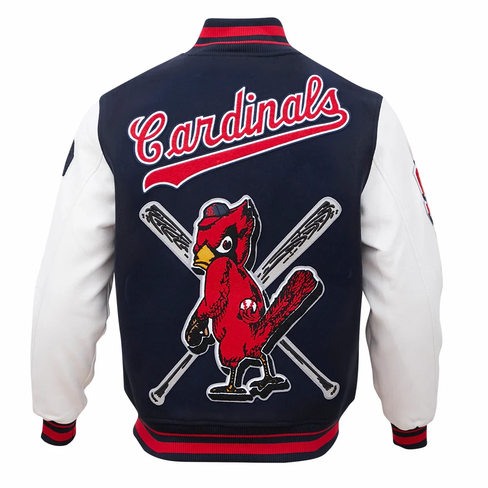 St louis cardinals mashup full snap satin varsity jacket navywhite 4