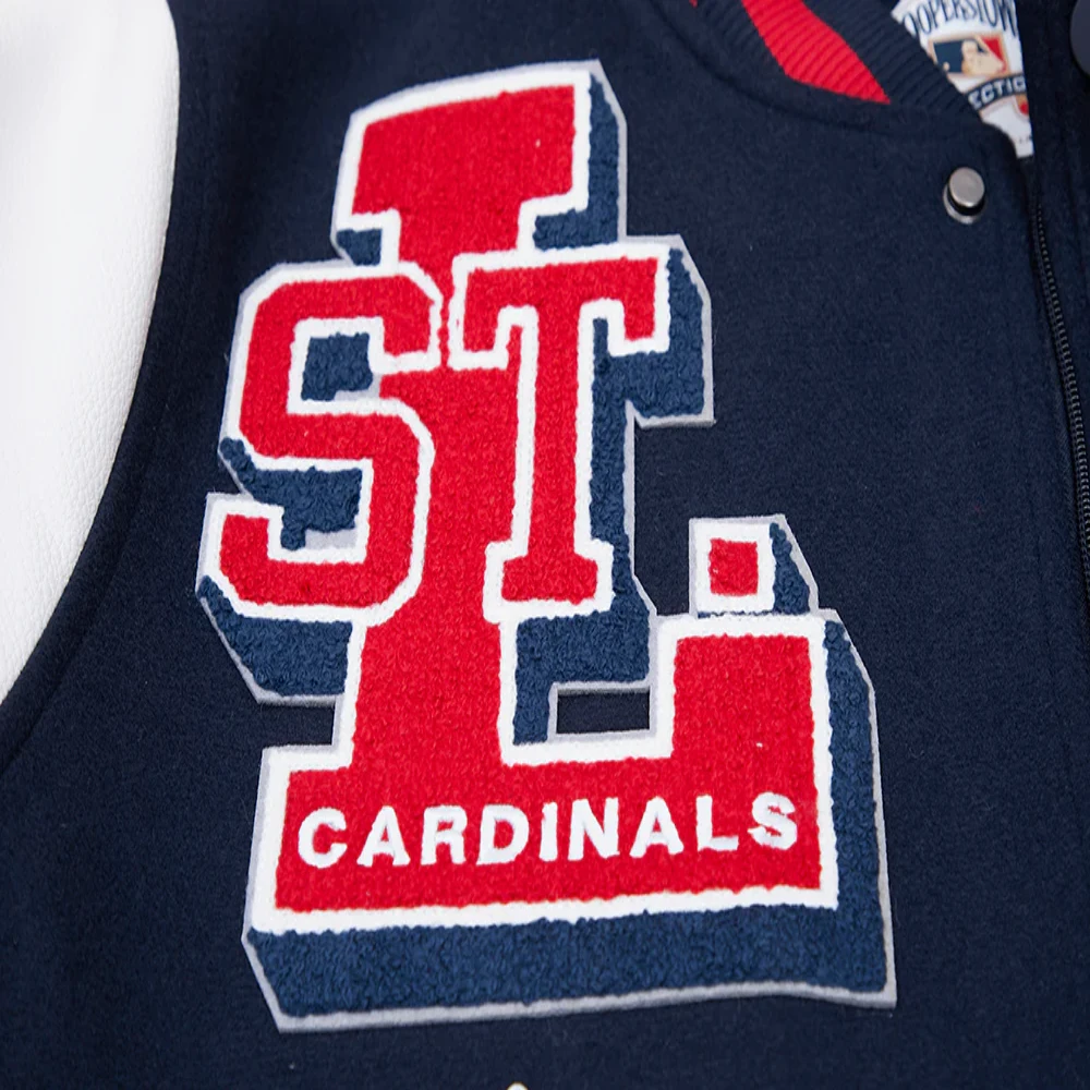 St louis cardinals mashup full snap satin varsity jacket navywhite 7