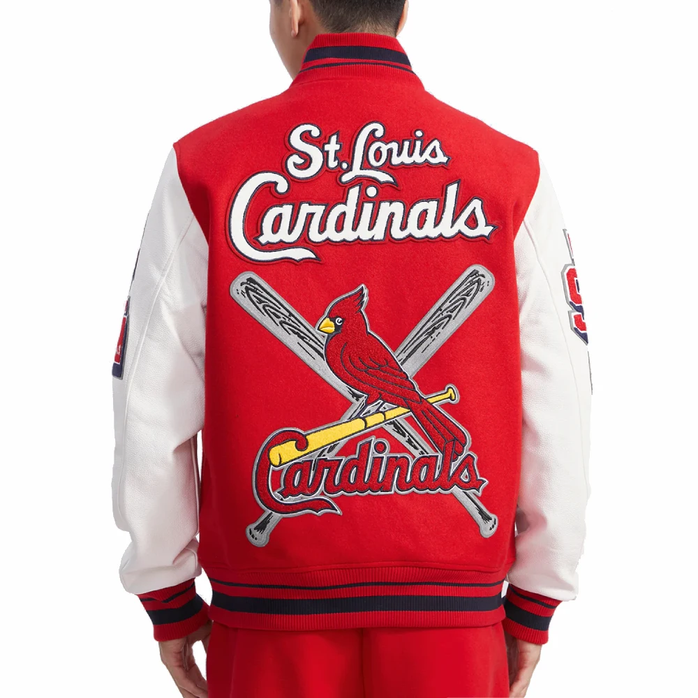 St louis cardinals mashup wool leather varsity jacket redwhite 3