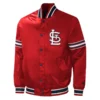 St louis cardinals midfield full snap satin varsity jacket red 1