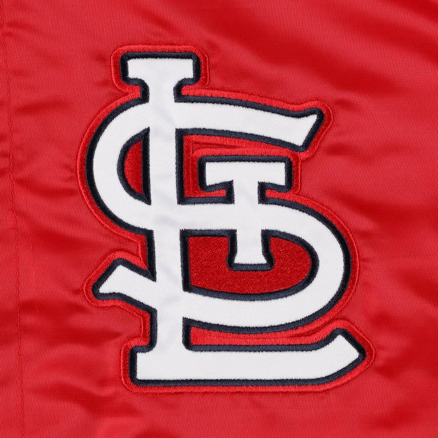 St louis cardinals midfield full snap satin varsity jacket red 2