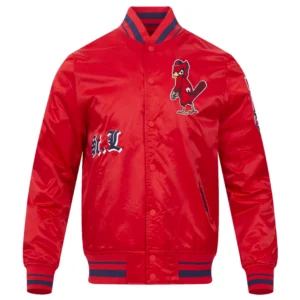 St louis cardinals old english full snap satin varsity jacket red 1 1