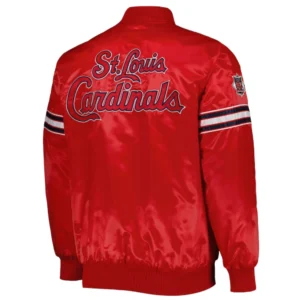 St louis cardinals pick roll full snap satin varsity jacket red 1