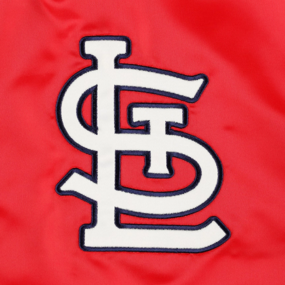 St louis cardinals pick roll full snap satin varsity jacket red