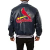 St louis cardinals real leather varsity jacket navy 2