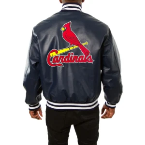 St louis cardinals real leather varsity jacket navy 2