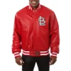 St louis cardinals real leather varsity jacket red 1