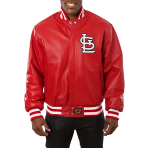 St louis cardinals real leather varsity jacket red 1