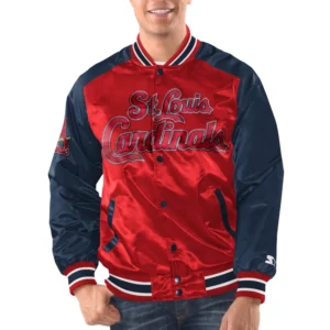 St louis cardinals renegade satin varsity jacket red blue 1
