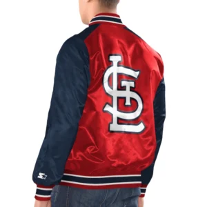 St louis cardinals renegade satin varsity jacket red blue