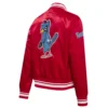 St louis cardinals retro classic womens full snap satin varsity jacket red 5