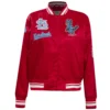 St louis cardinals retro classic womens full snap satin varsity jacket red 7