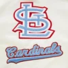 St louis cardinals retro classic womens full snap satin varsity jacket white 2