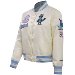 St louis cardinals retro classic womens full snap satin varsity jacket white 6