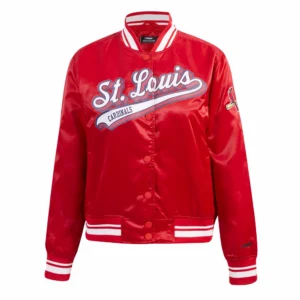 St louis cardinals script tail womens satin jacket red 1
