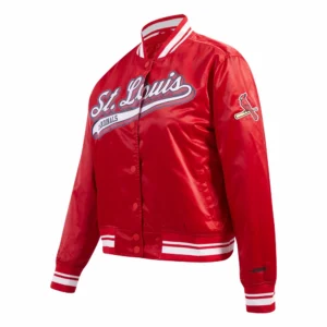 St louis cardinals script tail womens satin jacket red 2