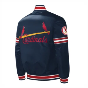 St louis cardinals slider full snap satin varsity jacket navy 1