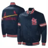 St louis cardinals slider full snap satin varsity jacket navy 2