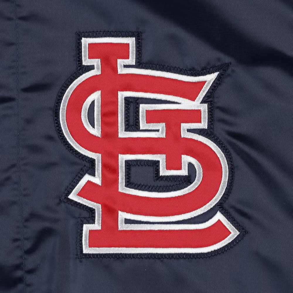 St louis cardinals slider full snap satin varsity jacket navy 3