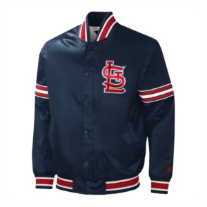 St louis cardinals slider full snap satin varsity jacket navy 4