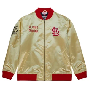 St louis cardinals team og 20 full zip satin varsity jacket gold 1