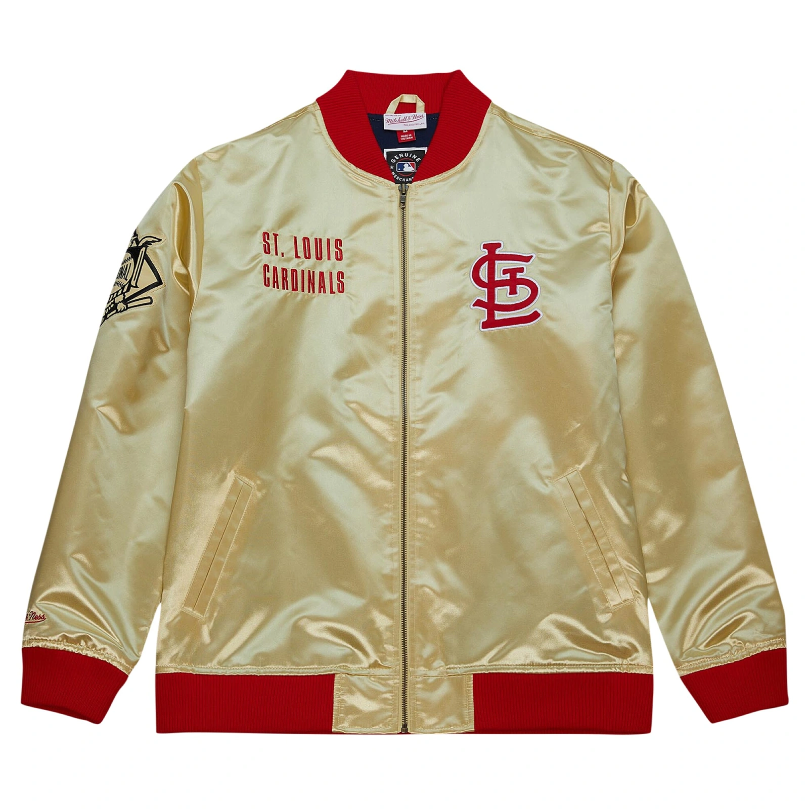 St louis cardinals team og 20 full zip satin varsity jacket gold 1
