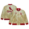 St louis cardinals team og 20 full zip satin varsity jacket gold 8