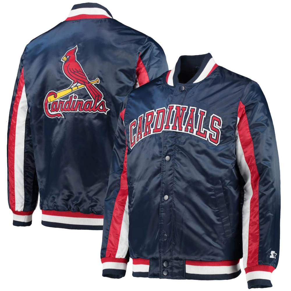 St louis cardinals the ace satin varsity jacket navy 4