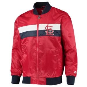 St louis cardinals the ambassador full snap satin varsity jacket red 2