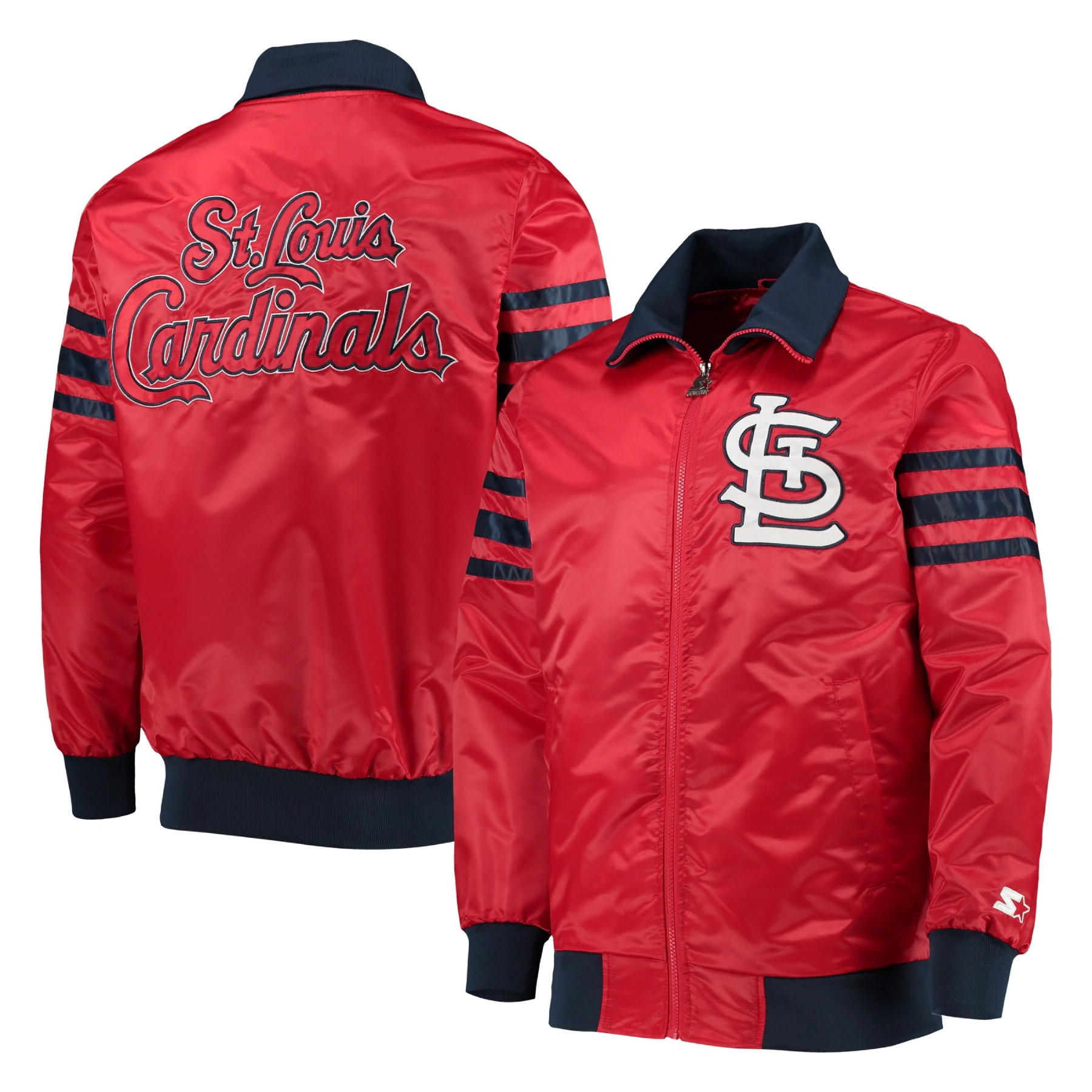 St louis cardinals the captain ii satin varsity jacket red 4