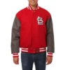 St louis cardinals two tone handcrafted logo wool jacket red gray 1