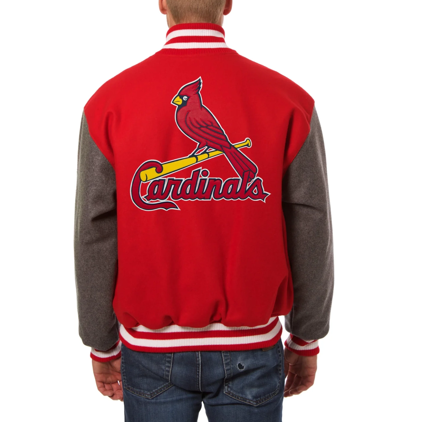 St louis cardinals two tone handcrafted logo wool jacket red gray 2