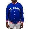 St louis stars classic ribbed knitted satin varsity jacket blue 2 1