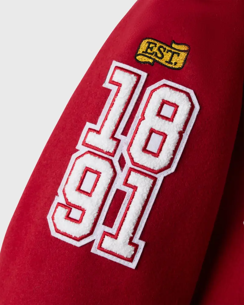 Stanford cardinal campus red wool varsity sleeve logo