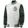 Starter white green michigan state spartans the legend full snap satin varsity jacket 1 1