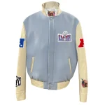 Super Bowl Baby Blue Wool/Leather Jacket