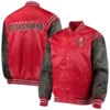 Tampa bay buccaneers enforcer full snap satin varsity jacket blackred 2