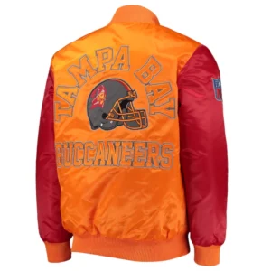 Tampa bay buccaneers locker room throwback satin varsity jacket orange red 1