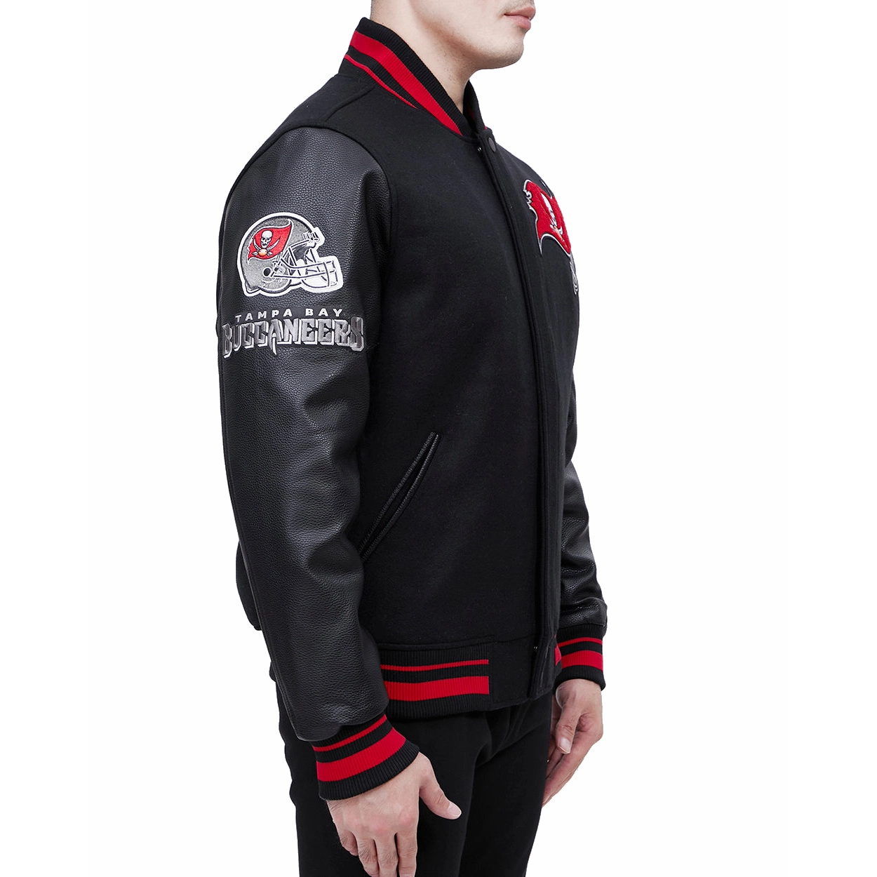Tampa bay buccaneers old english wool leather varsity jacket black 1