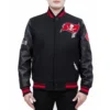 Tampa bay buccaneers old english wool leather varsity jacket black