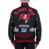 Tampa bay buccaneers old english wool leather varsity jacket black 3
