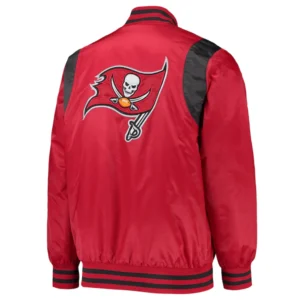 Tampa bay buccaneers prime time full snap satin varsity jacket red 1