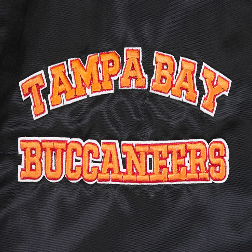 Tampa bay buccaneers retro classic full snap satin varsity jacket black 3