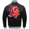 Tampa bay buccaneers retro classic full snap satin varsity jacket black 4