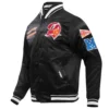 Tampa bay buccaneers retro classic full snap satin varsity jacket black 6