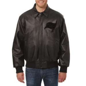Tampa bay buccaneers tonal full leather bomber jacket black 1